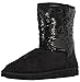 Black Sequin Faux Suede Fur Lining Comfort Ankle Boots Bling