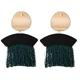 Idealway 6 Colors Fashion Bohemian Stud Alloy Tassel Pendant Earring for Women Jewelry (Green)