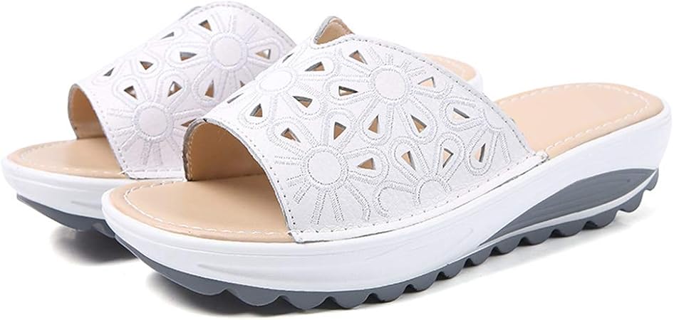 ladies white comfy sandals