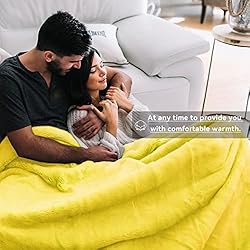 Fleece Yellow Throw Blanket for Couch Cozy Soft