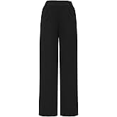 AFITNE Womens Wide Leg Work Pants High Waist Pull On Dress Pants Elastic Waistband Casual Slacks with Thick Fabric