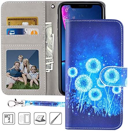 Urbeutyke iPhone XR Wallet Case, iPhone XR Case,Premium PU Leather Flip Folio Case Cover with Wrist Strap, card holder,Cash Pocket,Kickstand for Apple iPhone XR 6.1 inch - Dandelion