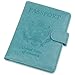 GDTK Leather Passport Holder Cover Case RFID Blocking Travel Wallet (Sky Blue)