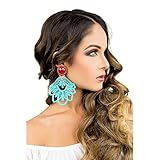 Turquoise Chandelier Earrings, Big Earrings, Lace Earrings, Dangle Earrings Handmade Earrings, Statement Earrings, Jewelry Designs, Boho Chic, Bohemian Earrings, Fashion