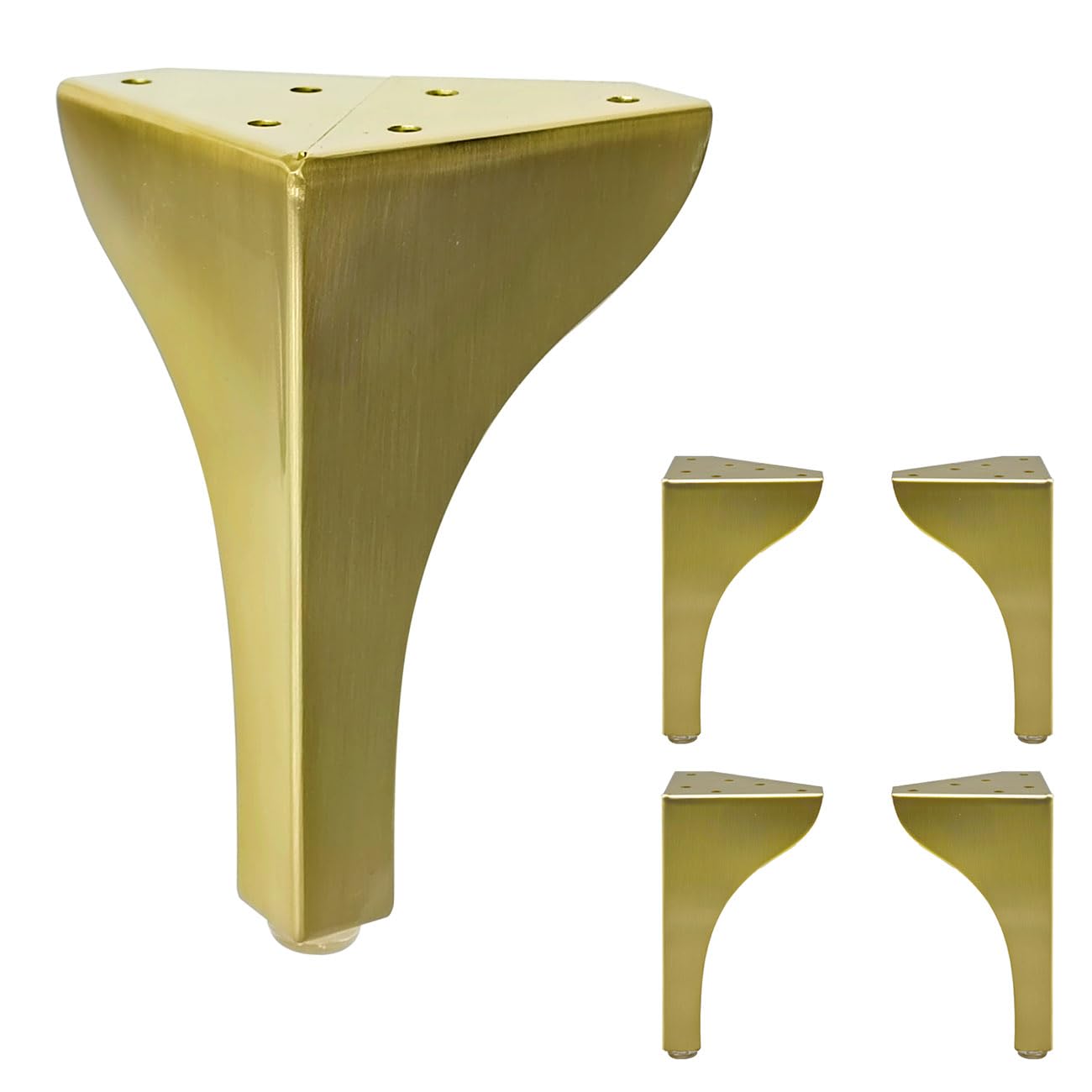 Photo 1 of AKB Hardware Set of 4 Designer Metal Legs – Heavy Duty Furniture Legs for Sofa Tables, Coffee Tables, and DIY Projects – Modern Style with Easy Installation (Brushed Brass, 6" H)