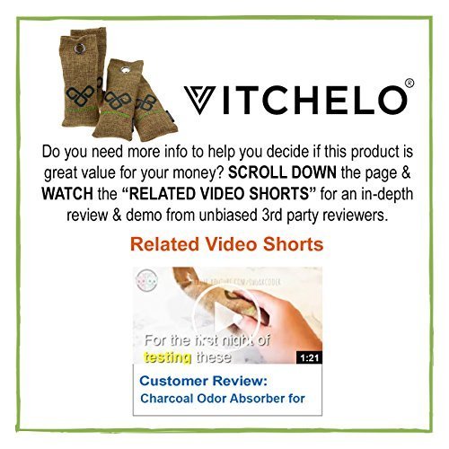 Natural Closet Air Freshener Purifier, Shoe Deodorizer & Car Activated Bamboo Charcoal Moisture Odor Absorber Bags by VITCHELO to Get Rid of Mold Smells — Refrigerator Odor Eliminator (2x75g, Grey)