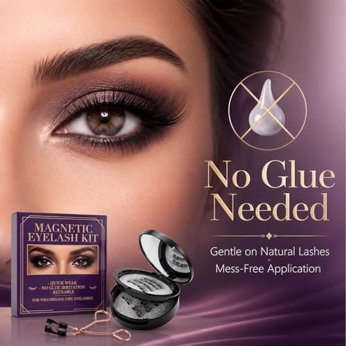 Magnetic Eyelashes Kit - 8 Pairs Magnetic Lashes Natural Look with Applicator - Reusable & No Glue Needed - 2 Natural Styles for Daily Makeup - Easy to Wear False Lashes