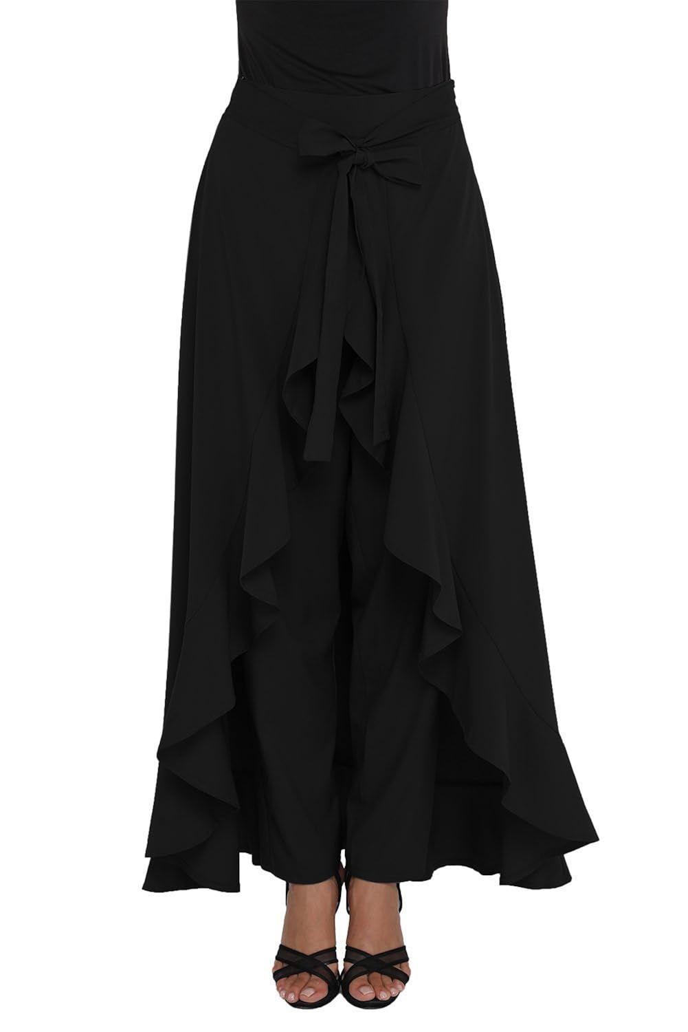 stylewhile mustard rayon full length free size ruffle palazzo pant for women