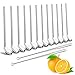 Drinking Spoon Straws, Elegant life Reusable Japan Metal Stainless Steel Drinking Straw with Spoon, Food-Grade Long Spoons Set of 12 with 2 Cleaning Brushes, Use for Home Café Restaurant, 8 Inch