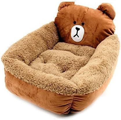 Inoble Super Cute Bear Modeling Orange Pet Nest Kennel,Warm Bed House Plush Cozy Mat Pad for Dog Cat Large Size