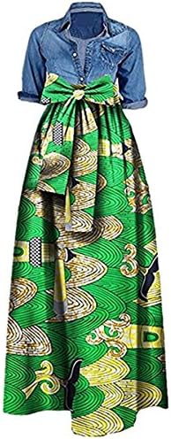 Shele Women's African Print Dashiki Long Maxi A Line High Waist Skirt Ball Gown(M-5XL)