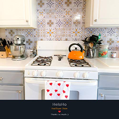HeloHo Thicken Glossy Tile Peel and Stick Wallpaper Self Adhesive Pattern Contact Paper Removable Wallpaper Waterproof Vinyl Film Roll Kitchen Backsplash Bathroom Wall DIY Decorative 17.3\