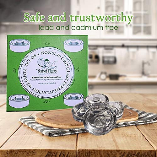 Year of Plenty Fermentation Weights - NonSlip Grip Handle - for Fermenting Sauerkraut, Pickles, Kimchi in Wide Mouth Mason Jars - Lead/Cadmium Free - (Set of 4) - Thumbnail 3