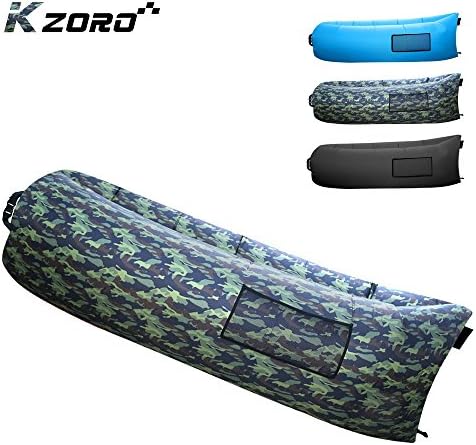 Kzoro Inflatable Lounger - Air Hammock/Air Chair/Outdoor Sofa/Pool Float Ships-Ripstop Parachute Polyester Material - Outdoor Hangout/Camping/Hiking/Picnics/Music Festivals/Beach Lazy Bag(Camouflage)
