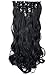 FESHFEN Clip in Hair Extensions 7 PCS Set Long Curly Wavy Synthetic Clip in Hair Extension Full Head Hairpiece for Women Girls, 20 inch