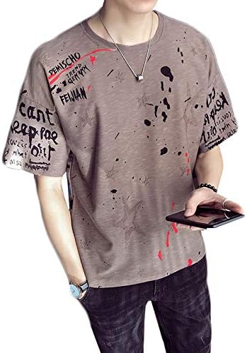 Amazon ディーハウ メンズ 半袖 カットソー 五分袖 丸首 トップス ゆったり カジュアル ファション かっこいい Tシャツ メンズ 半袖 五分袖 Tシャツ シンプル スポーツ 人気 快適 柔らかい おおきいサイズ 夏 Tシャツ カットソー 通販