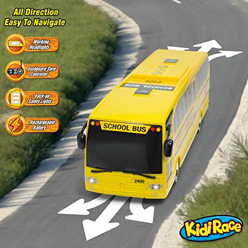 Kidirace Remote Control School Bus with Beaming Lights, Rechargeable