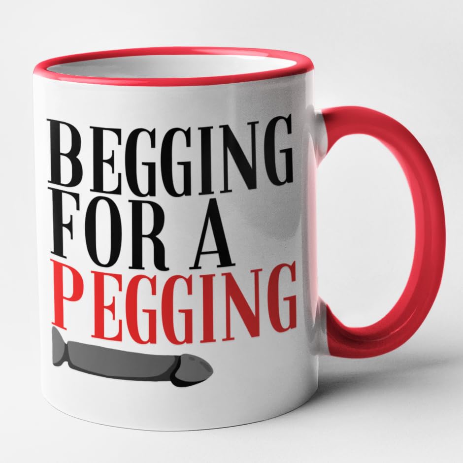 Begging for A Pegging - Novelty Funny Rude Gay Mug (Red)