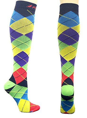 FITDIO 20-30mmHG Premium Grade "Smooth Argyle" Compression Recovery Socks (L/XL)