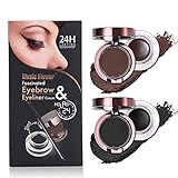 4 in 1 Gel Eyeliner and Eyebrow Powder Kit Brown Black Water-proof with Eye Liner Brush