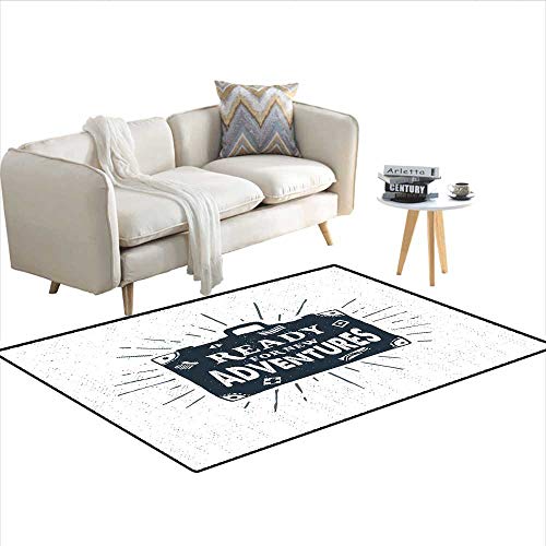 Carpet,Ready for New Adventures Briefcase Traveling Journey Themed Design Work of Art Print,Rug Kid Carpet,Indigo 55"x63" - Thumbnail 6