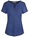 Legging Top,Miusey Womens V Neck Short Sleeve Casual Flattering Curved HemHenley Tee Shirt Tunic Blouses Blue Large