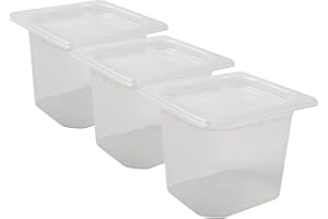 SAN JAMAR Carlisle FoodService Products MP16RD Mod Pans 1/6 Food Pan with Lid, Retail Pack, 2 Quart (Pack of 3)