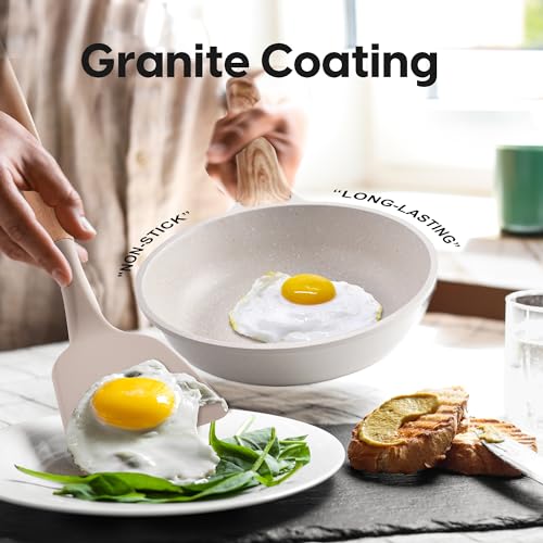 Cookware Set - Nonstick Pots and Pans Set Kitchen Cooking Pot and Pan Set with Lids, Non-stick Granite Cookware Sets Induction Pans for Cooking Set with Grill Pan, frying pan, Stockpot and Saucepan