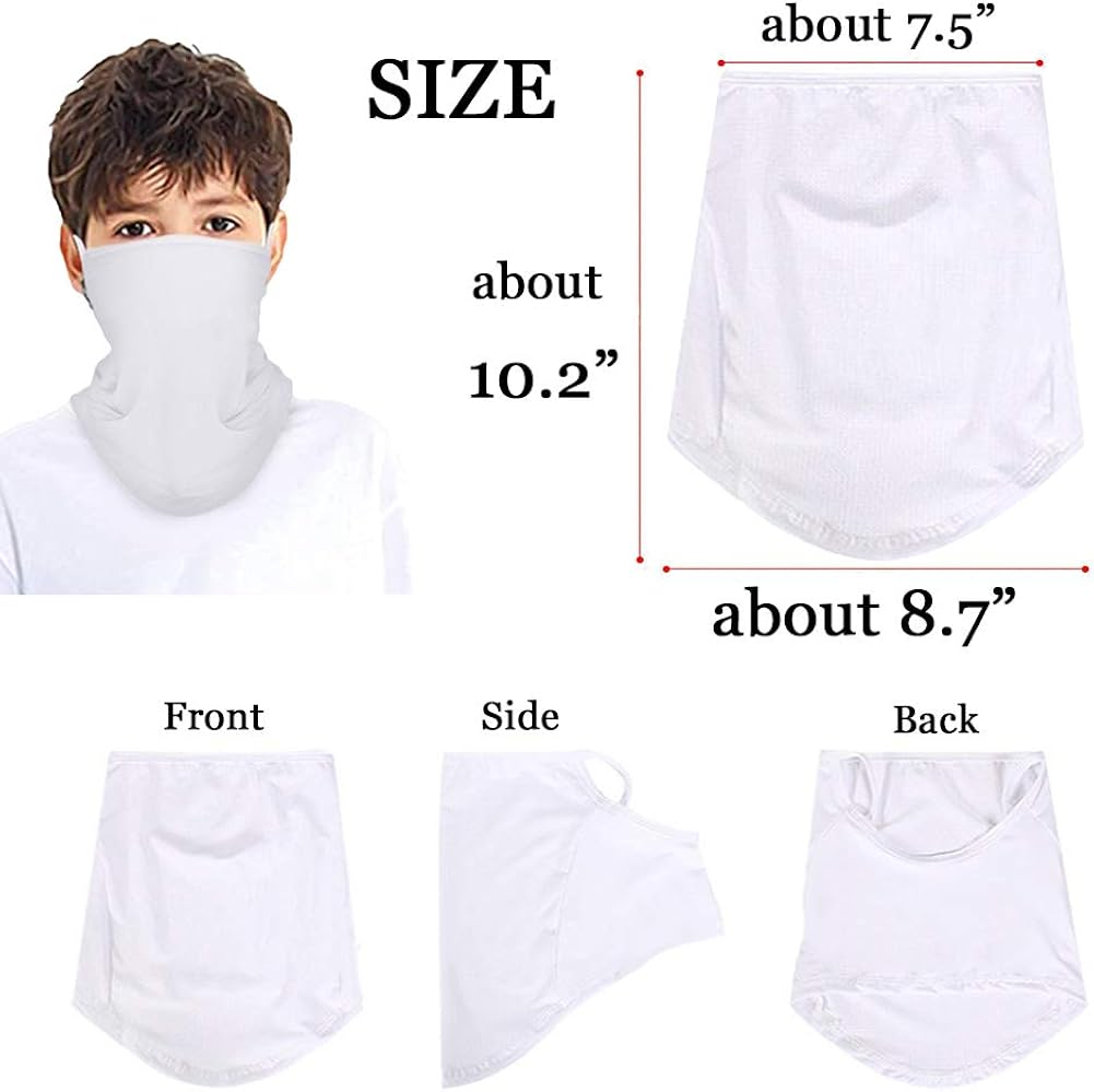 Kids Face Mask Bandana Ear Loops Mesh Holes Neck Gaiter Cooling Breathable Balaclava Scarf Dust UV Protection for Boys Girls: Clothing