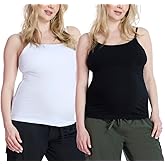 Motherhood Maternity Womens Clip Down Nursing Tank Top Cami with Adjustable Straps for Breastfeeding-2 Pack