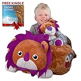 hugable  Lion Bean Bag Stuffed Animal Storage Extra Large Chair - XL Soft Animal Organizer | Holds up to 50 Animals | Unique Birthday Gifts for Toddlers | Learning Toys