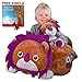 Stuffed Animal Storage Bag | Bean Bag Chair | XL Soft Animal Organizer | Becomes a Jumbo Plush Lion Pillow or Cushioned Chair | Holds up to 50 Animals | Support Prader-Willi Syndrome kids
