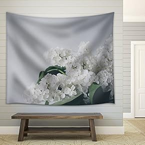 White Flowers - Fabric Wall Tapestry Home Decor - 51x60 inches