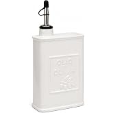 Fox Run White Ceramic Oil Bottle, 17 oz/500 ML Olive Oil Can Dispenser | Includes Pouring Spout &amp; Cap To Minimize Mess | Beautiful White Ceramic Olive Oil Dispenser | Easily Cook &amp; Make Salads