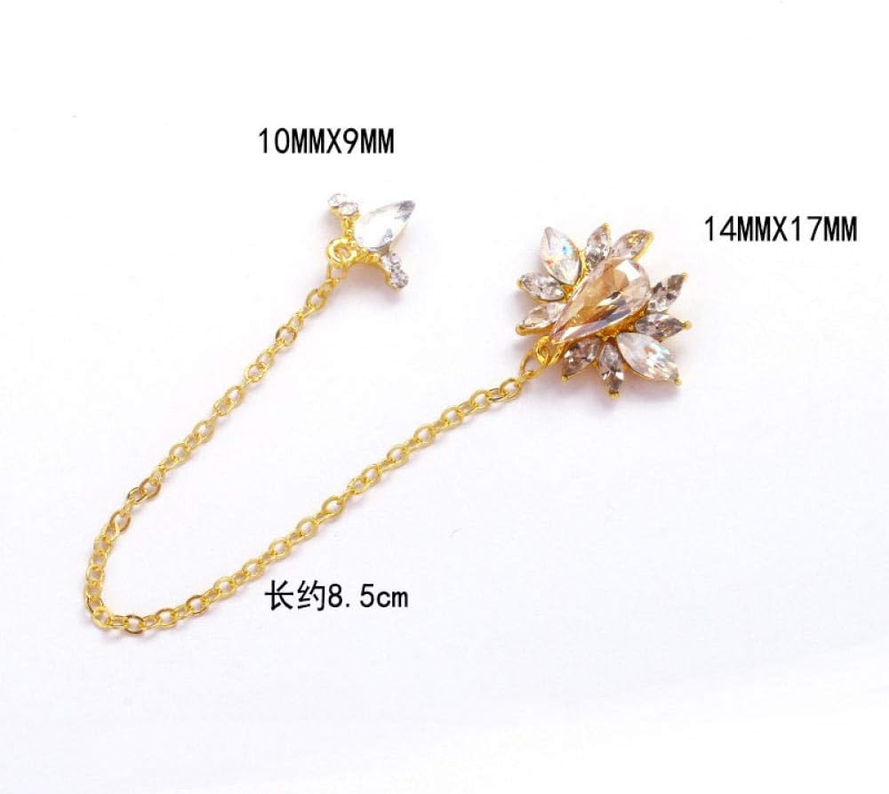 10 Long Tassel Nails Zircon Gold Micro Zirconium Chain Nail Stick Drill