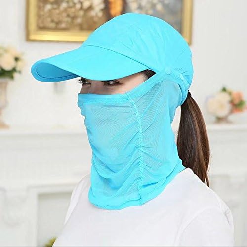 Vrcoco Outdoor Summer Popular Cycling Hat 360 Degree Protection UV 50+ Sunscreen Hat Foldable Climbing Hat Neck Face Flap Hat Wide Brim Sun Hat(1pc,Sky blue)