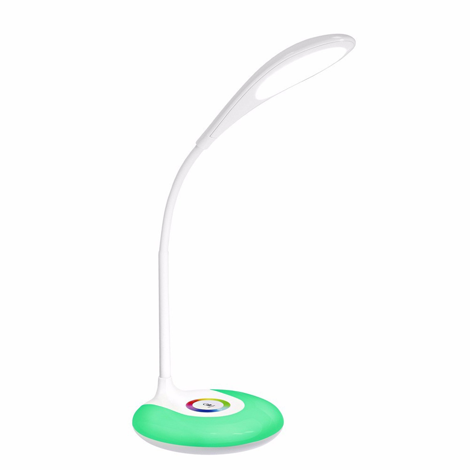 Leadleds LED Desk Lamp with USB Charging Port, Eye-Caring Table Lamp with 3 Brightness Levels, Touch Control, Adjustable Gooseneck, Color Base Night Light for Office and Bedroom