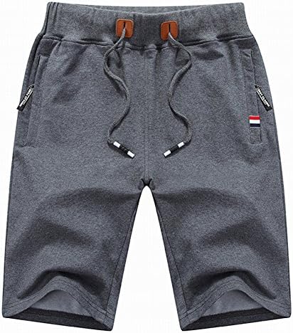 Guoji Men's Classic-Fit Casual Shorts Elastic Waist Zipper Pockets (36 Darkgray)