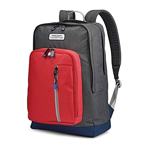 american tourister keystone laptop backpack American Tourister Keystone Backpack Grey Red Navy