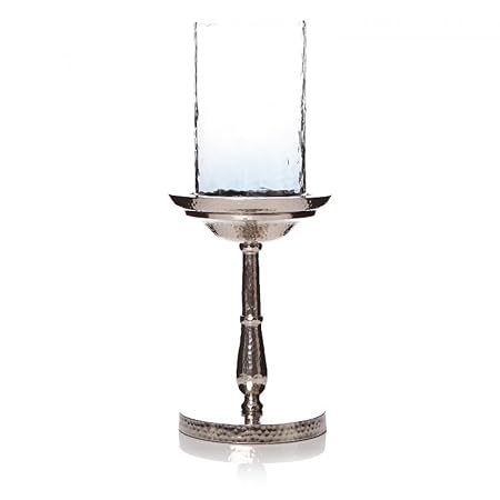 Sturdy Hammered Aluminium Textured Glass Candle Lantern Hurricane