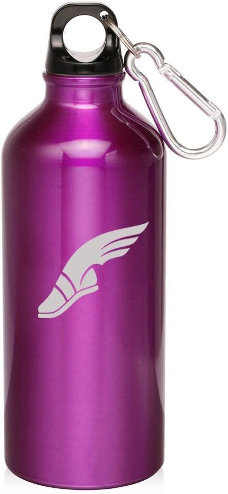 Purple Wing Shoe 20Oz Aluminum Sports Water Bottle Canteen Clip Track & Feild Wing Shoe