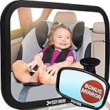 COZY GREENS Baby Car Mirror XL w/Upgraded Ball Joint| Crash Tested, Stable, Shatterproof| 100% Lifetime Satisfaction Guarantee| Matte Finish | Baby Mirror for Back Seat | Carseat Mirrors Rear Facing