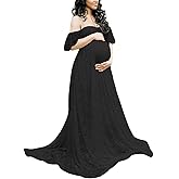 ZIUMUDY Photography Maternity Dress Off Shoulder Lace Baby Shower Pregnant Wedding Dress