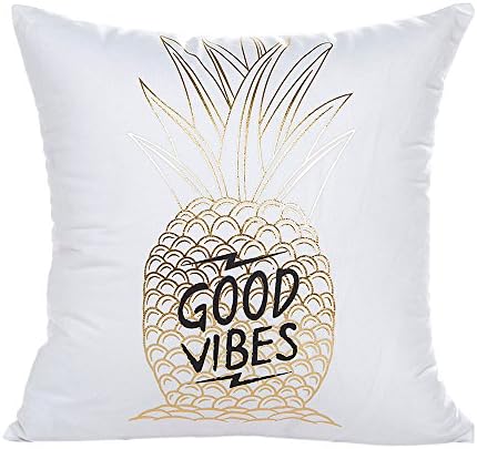 Yuelove Square Bright Pillow Case Metallic Color pineapple Printing soft Sofa Waist outdoor funky Throw Cushion Cover basic floor Pillowcase Home Decor (Pineapple, 18X18")