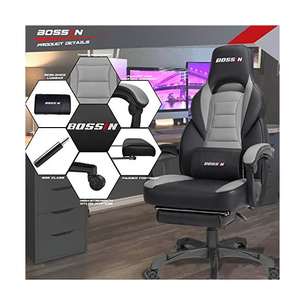 Silla Escritorio / Computadora reposapiés apoya cabeza Eco Cuero - Imagen 4