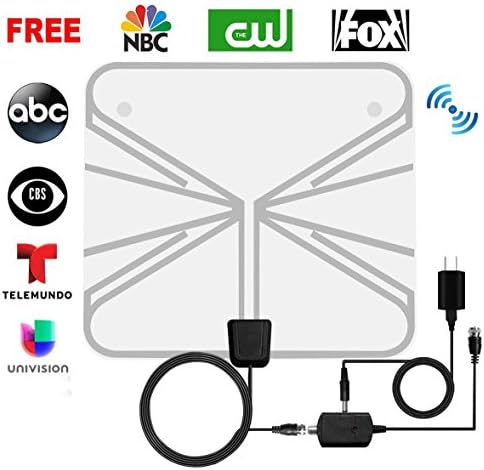 Digital Transparent HDTV Antenna 50 Miles Long Range Amplified Super Thin Indoor Window Antenna With DAB/FM Radios And Detachable Amplifier Signal Booster Upgraded Version 10ft Coaxial Cable