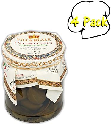 Italian Villa Reale Caperberries in Brine, 6.35 oz (180gm), Pack of 4