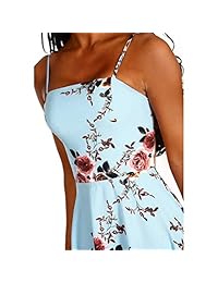 Devon Aoki - Vestido de cintura alta para mujer, diseño floral, vestido con tirantes en cruz, con cordones y dobladillo