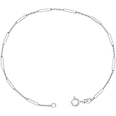 LeCalla Silver Anklets for Women | 925 Sterling Silver Bar Station Anklet for Women | Alternate Bar Chain Anklet | Ankle Bracelet Summer Beach Foot Jewelry Gifts for Birthday, Anniversary, Holidays