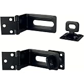 QCAA 90 Degree Angle HASP and Swivel Staple, 4-1/2", Steel, Black, 2 Pack, Made in Taiwan